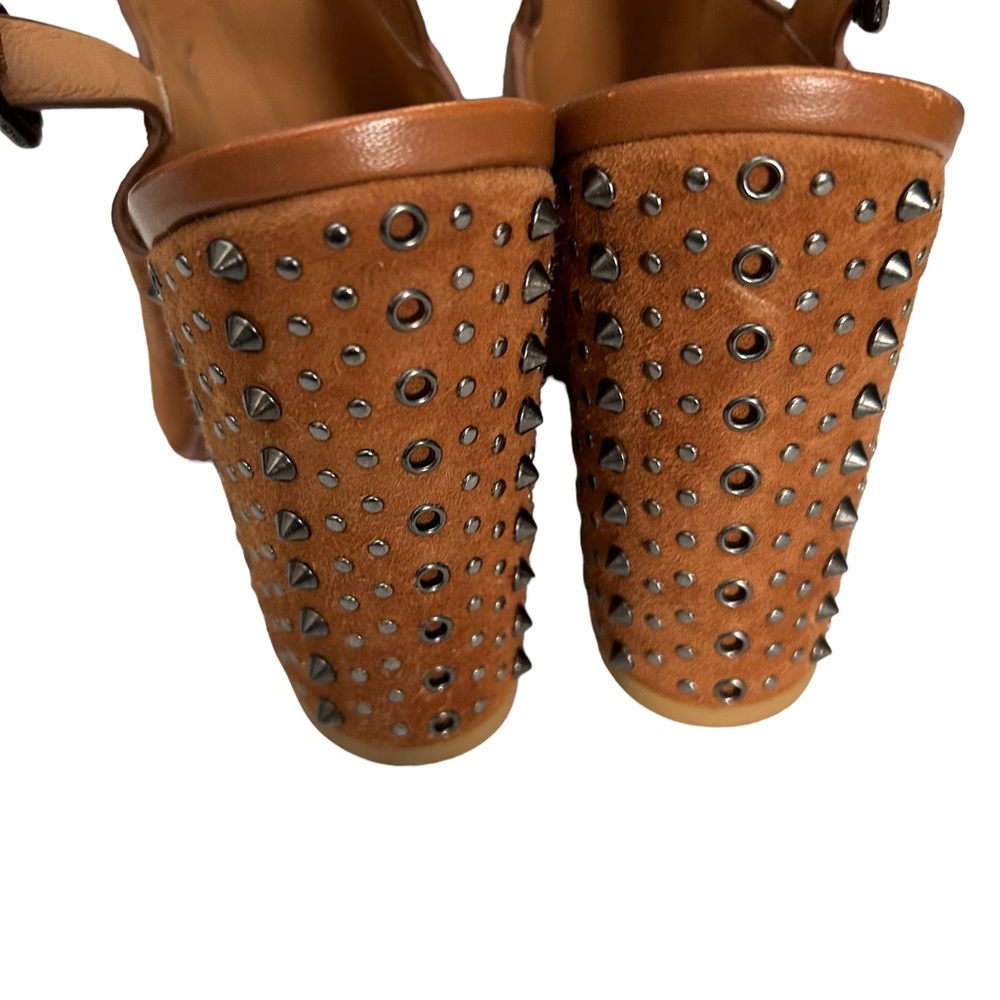Coach Brown Suede Studded Block Heel Sandal - Picture 5 of 14
